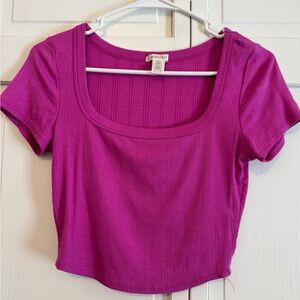 Bozzolo Women's Fuchsia Ribbed Crop Top